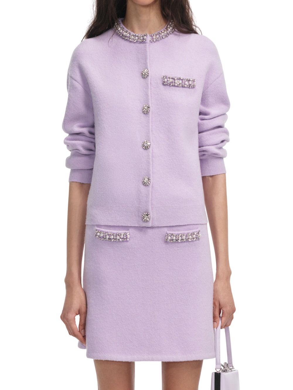 Lilac Crystal Trim Knit Skirt - 5