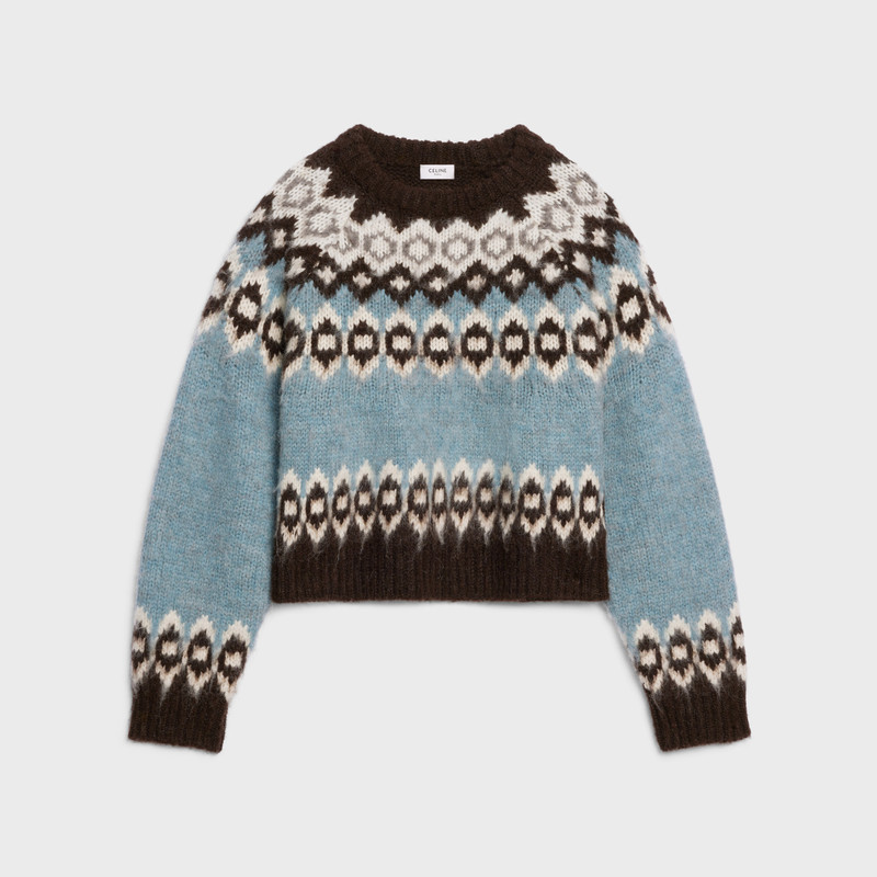 BRUSHED WOOL CREW-NECK SWEATER WITH FAIR ISLE DETAIL 1