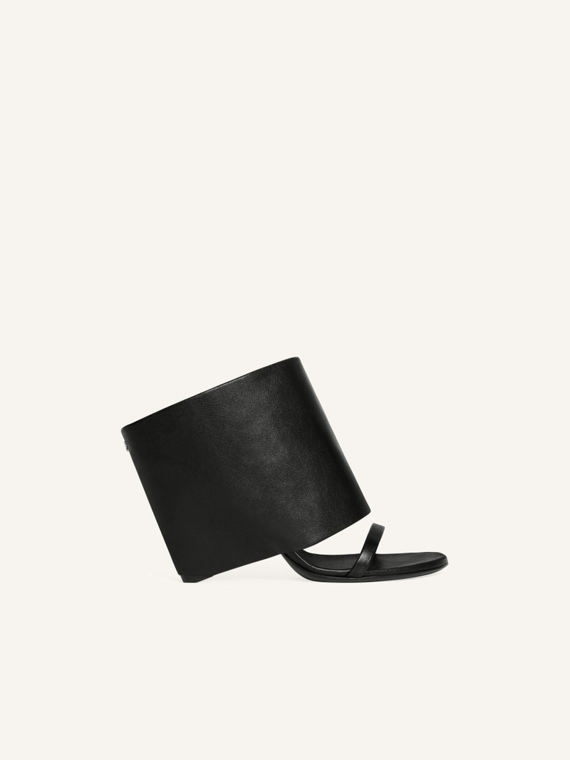 OBLIQUE WEDGED LEATHER MULES 1