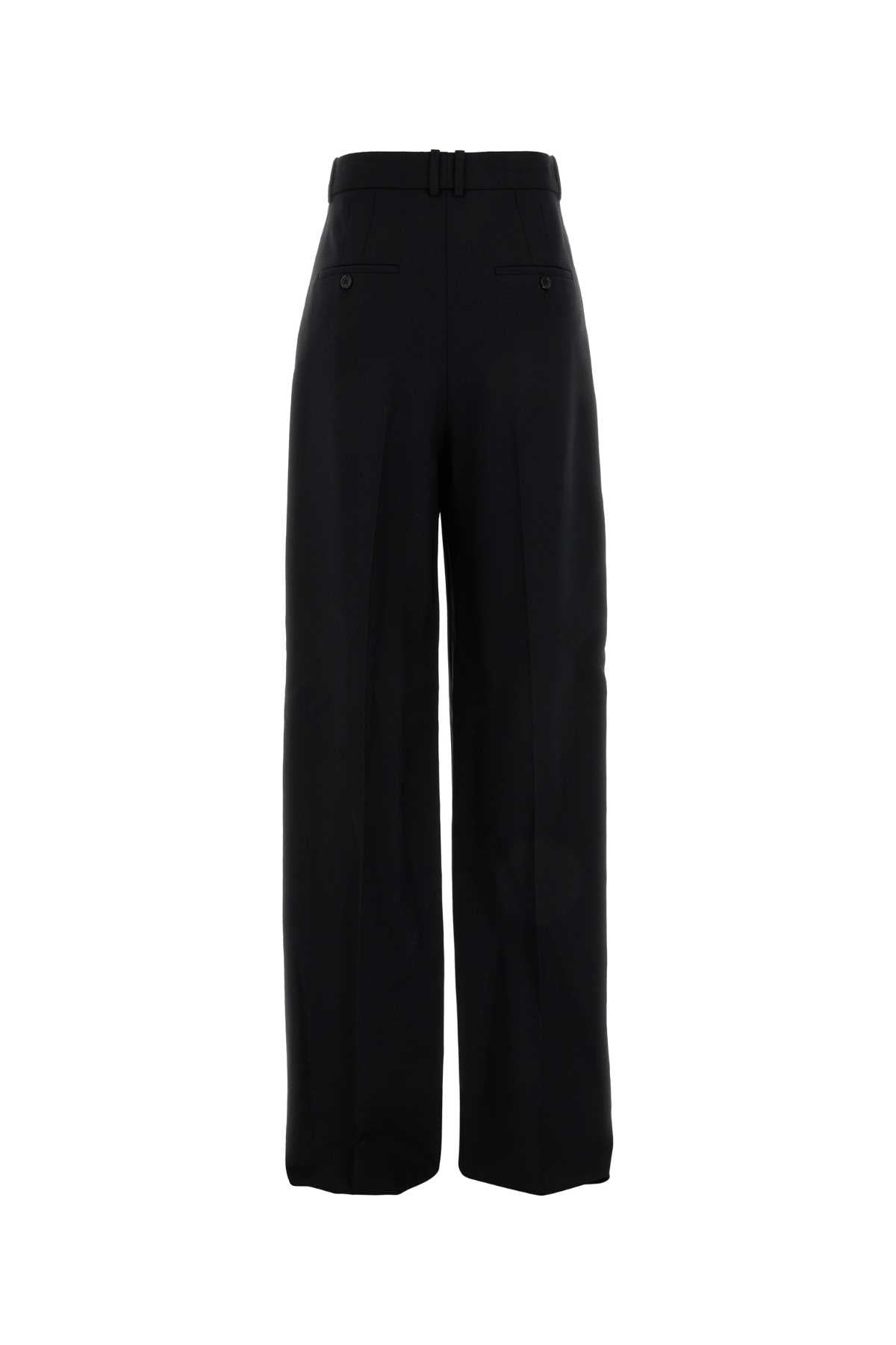 Saint Laurent Women Black Wool Wide-Leg Pant - 2