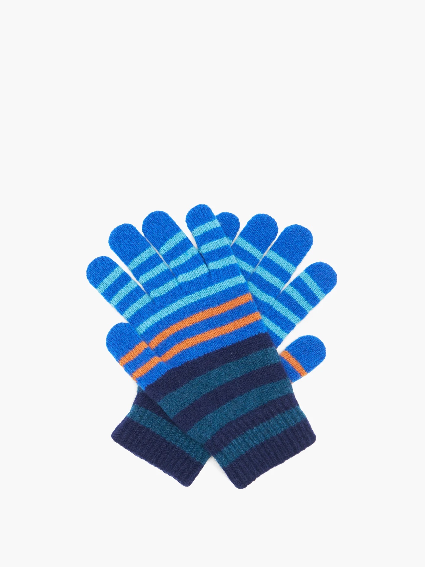 Logo-label striped-wool gloves - 4