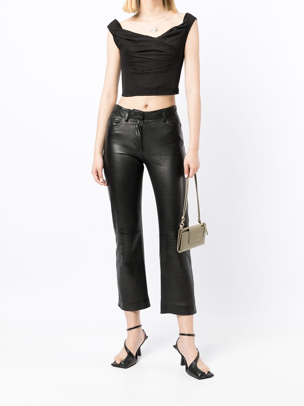 cowl-neck crop top - 2