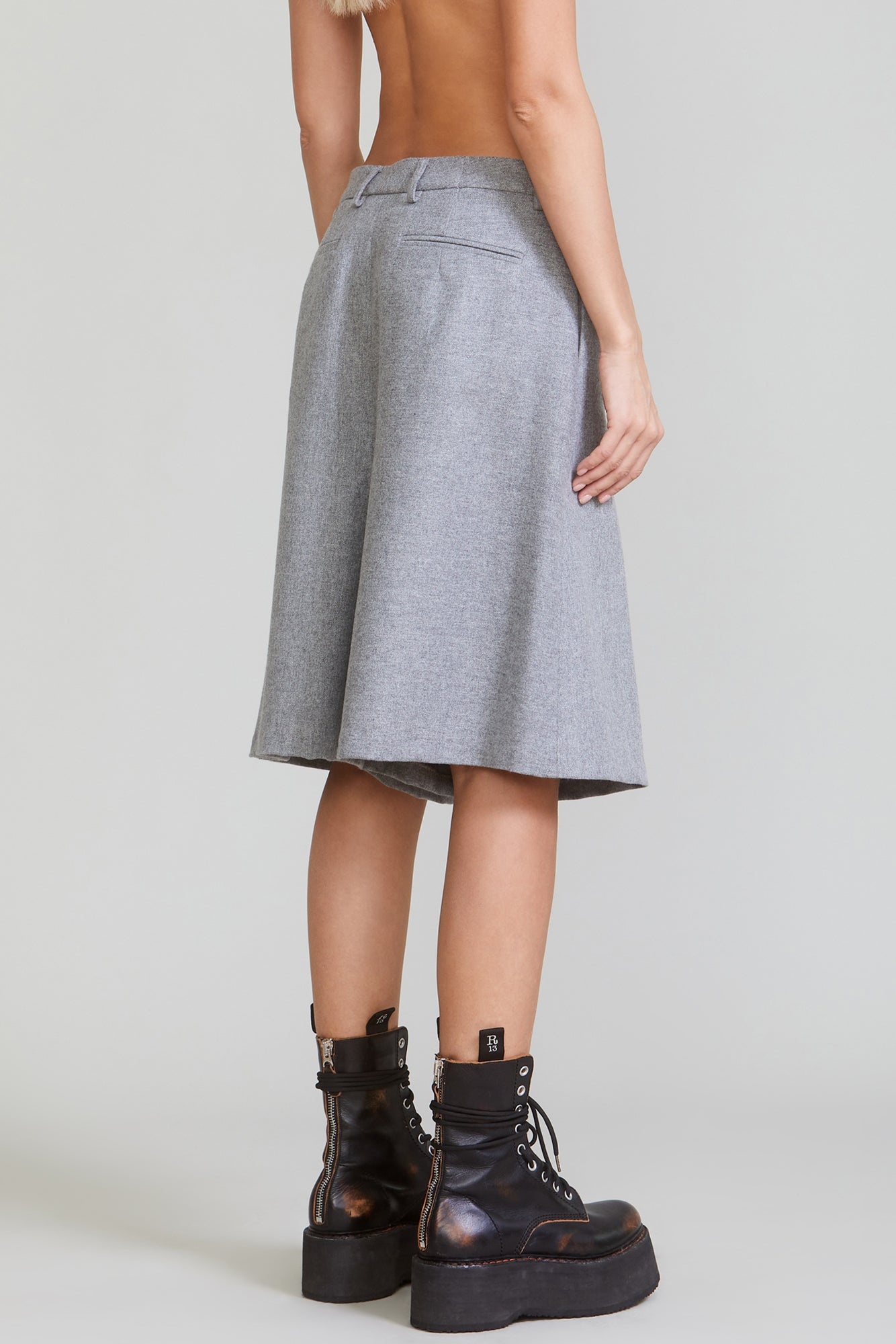 TAILORED PLEATED SKORT - LIGHT GREY - 5