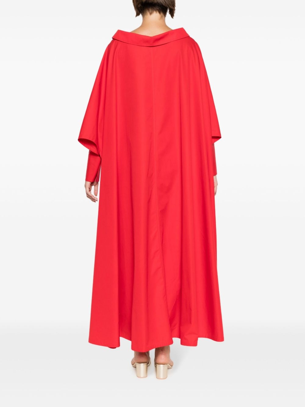 cape-detail cotton maxi dress - 4