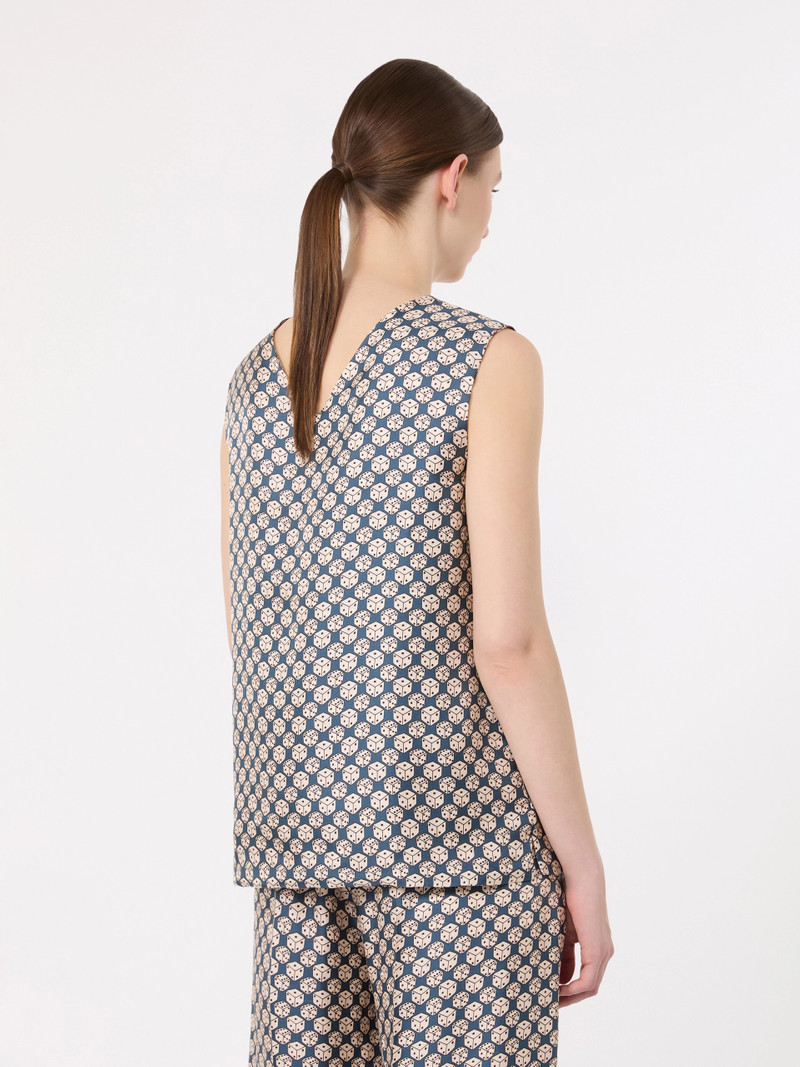 TIMETOP Printed silk top - NAVY 4