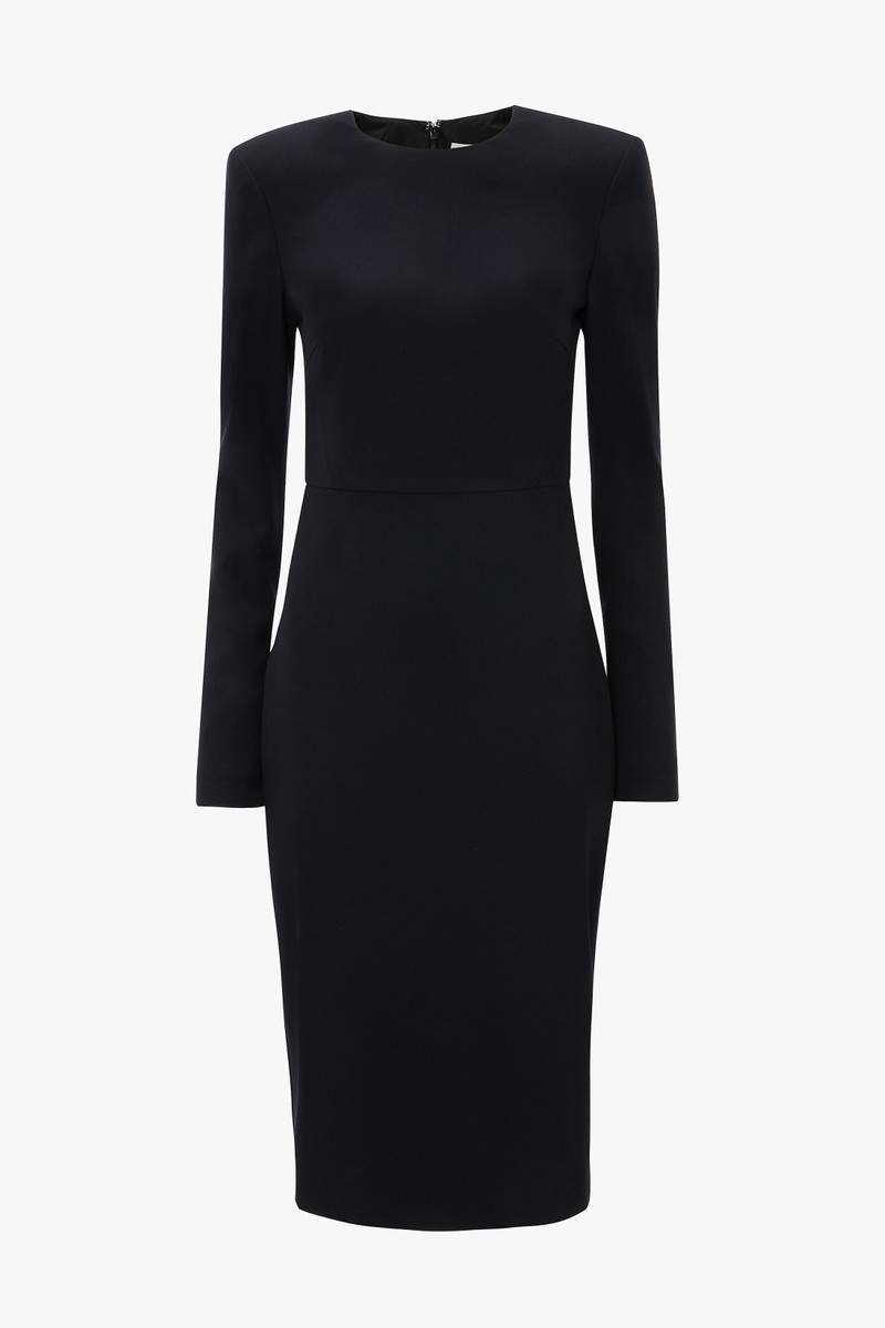 Long Sleeve T-Shirt Fitted Dress In Navy 1