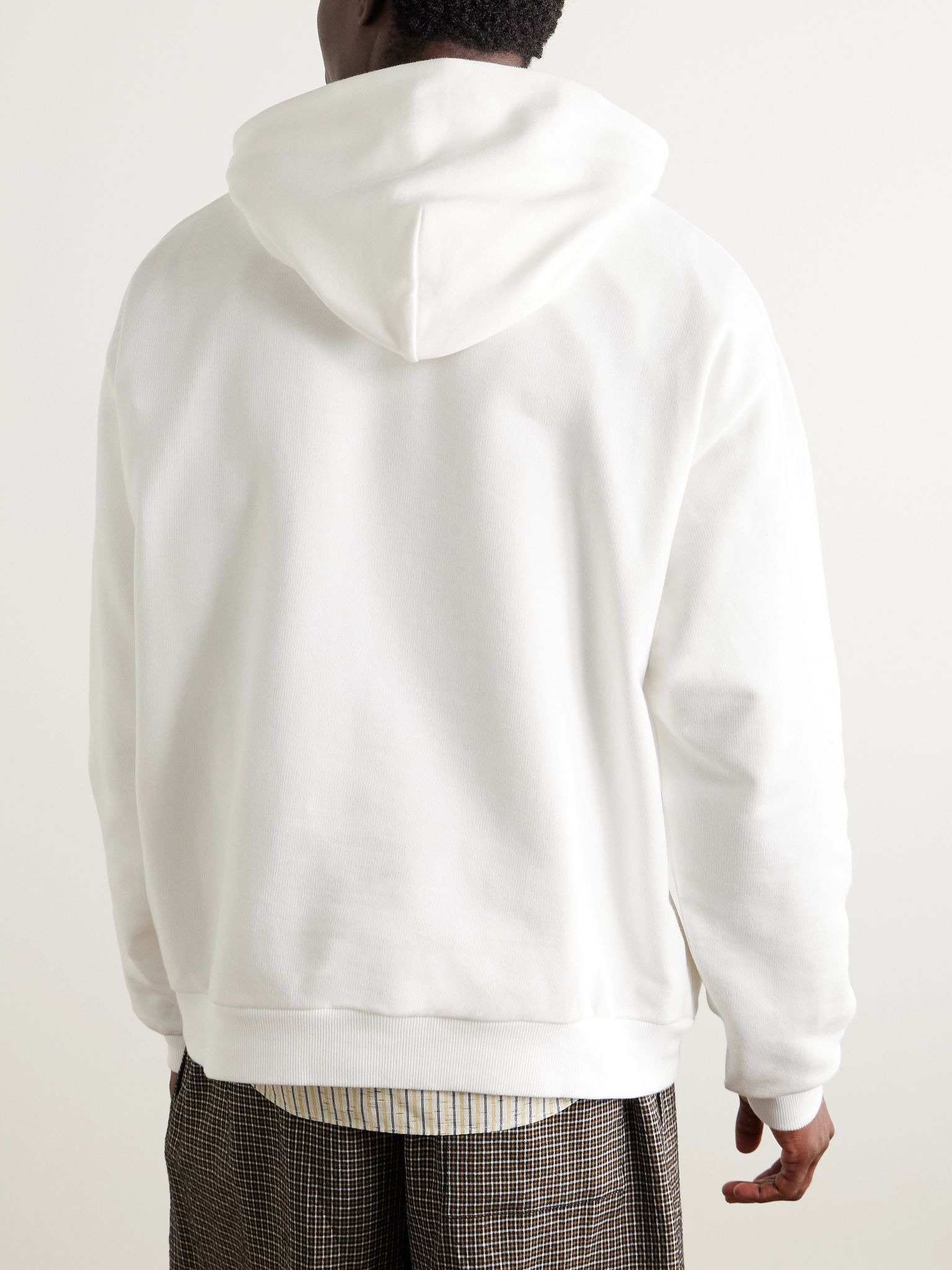 Oversized Logo-Appliquéd Printed Cotton-Jersey Hoodie White - 3