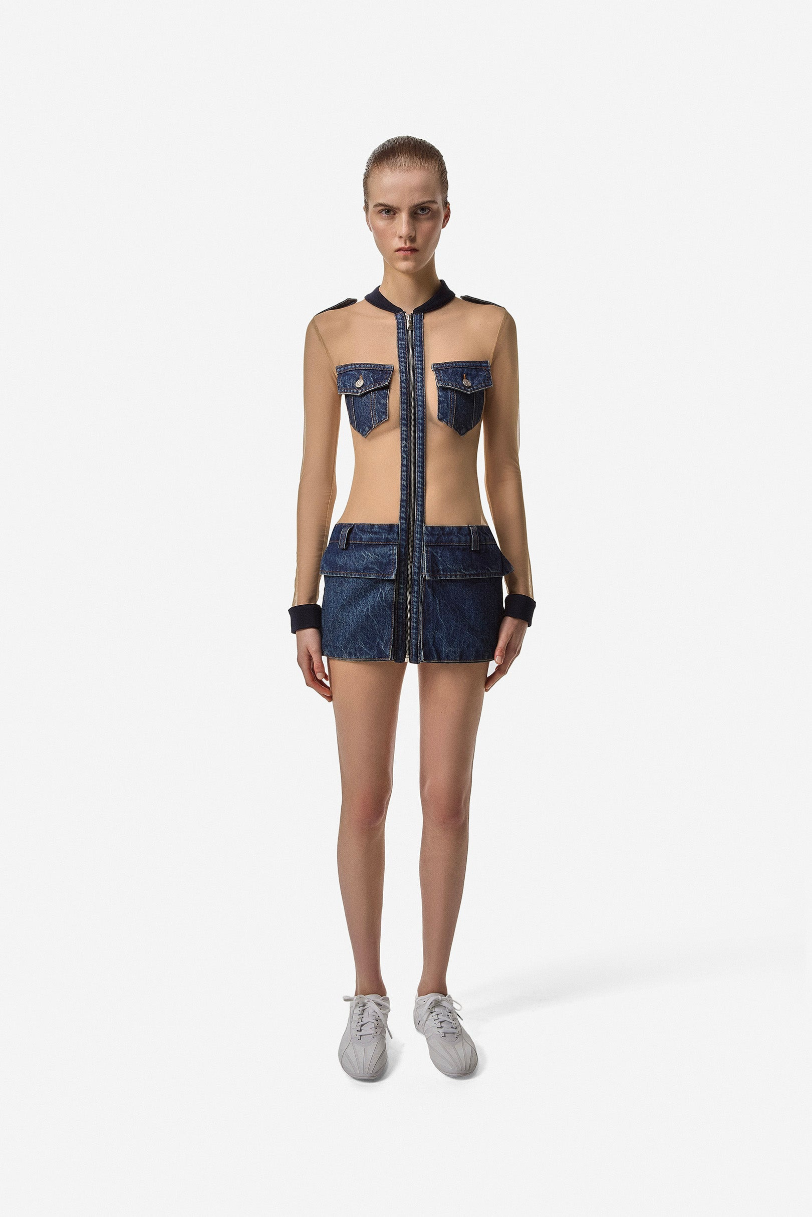 Tulle Illusion Denim Dress - 2