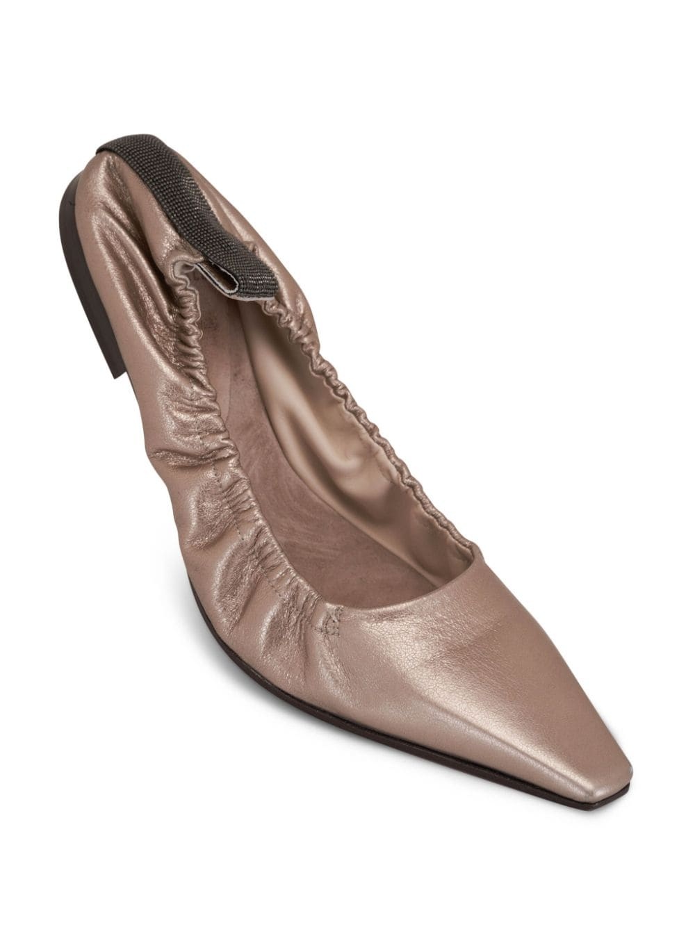 Monili-trim metallic-leather ballet pumps - 2