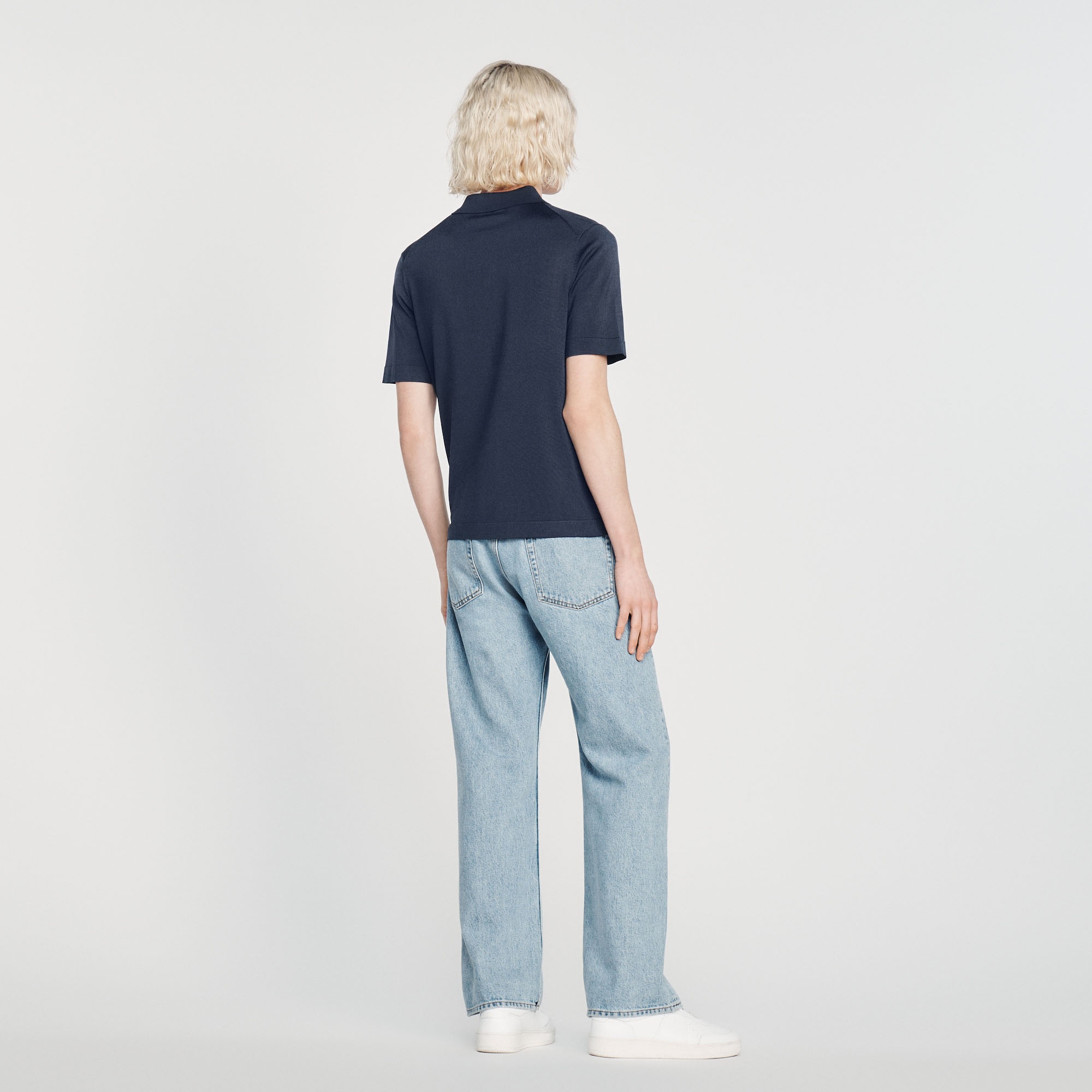 Knitted polo shirt with zip collar - 6