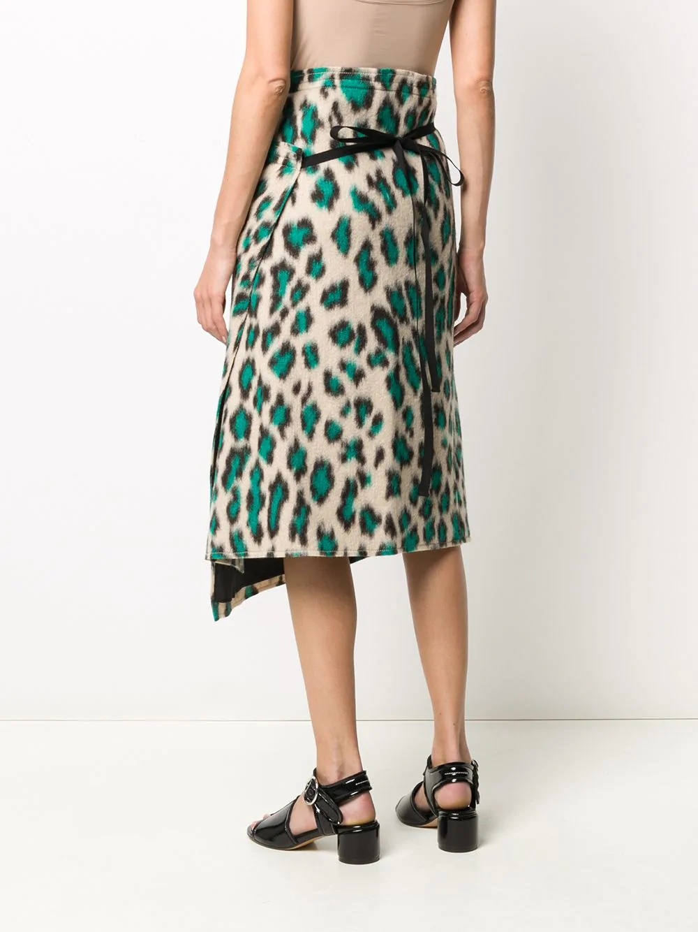 leopard print asymmetric skirt - 4