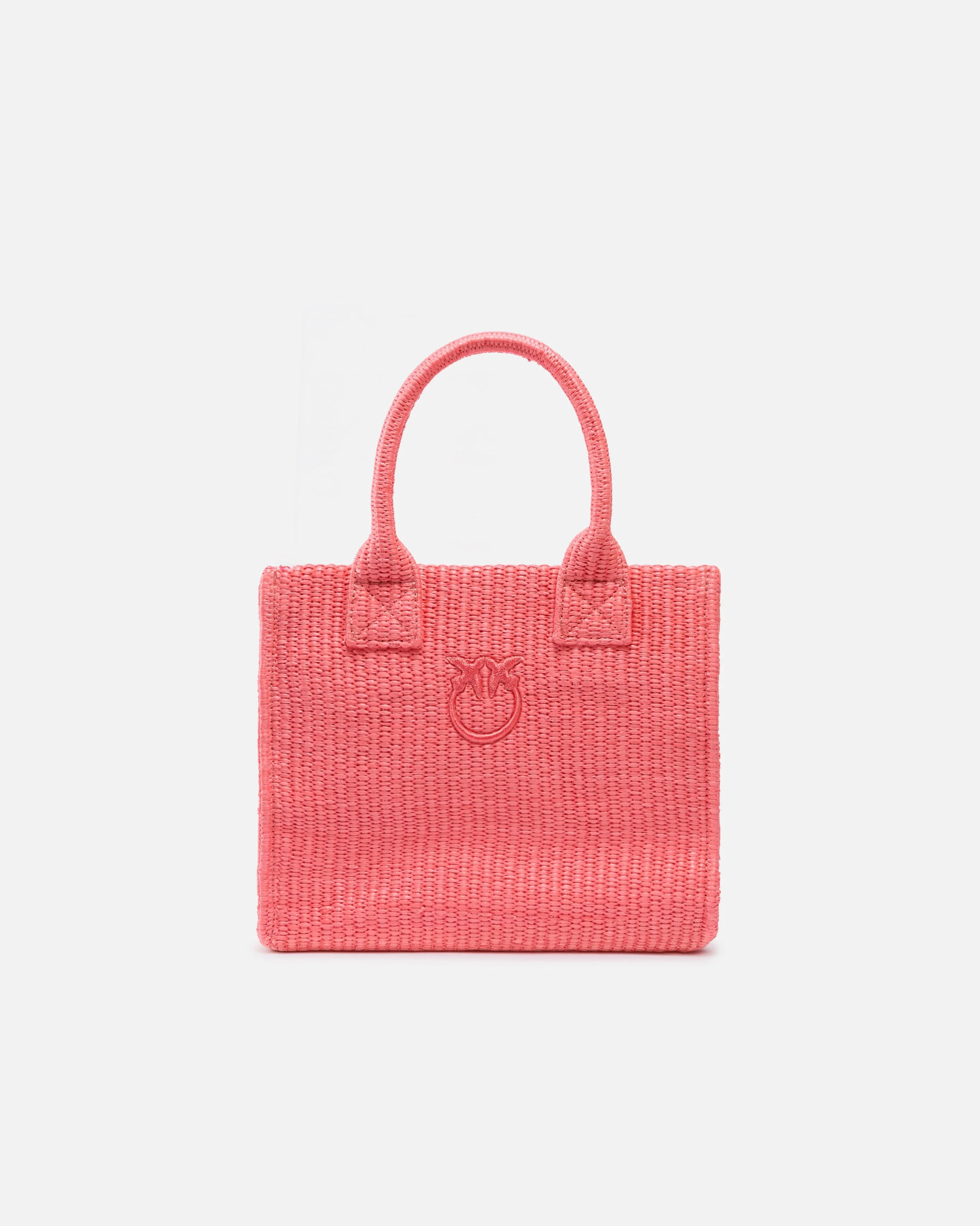 BEACH SMALL SHOPPING TOTE IN RAFFIA WITH LOVE BIRDS LOGO - 1
