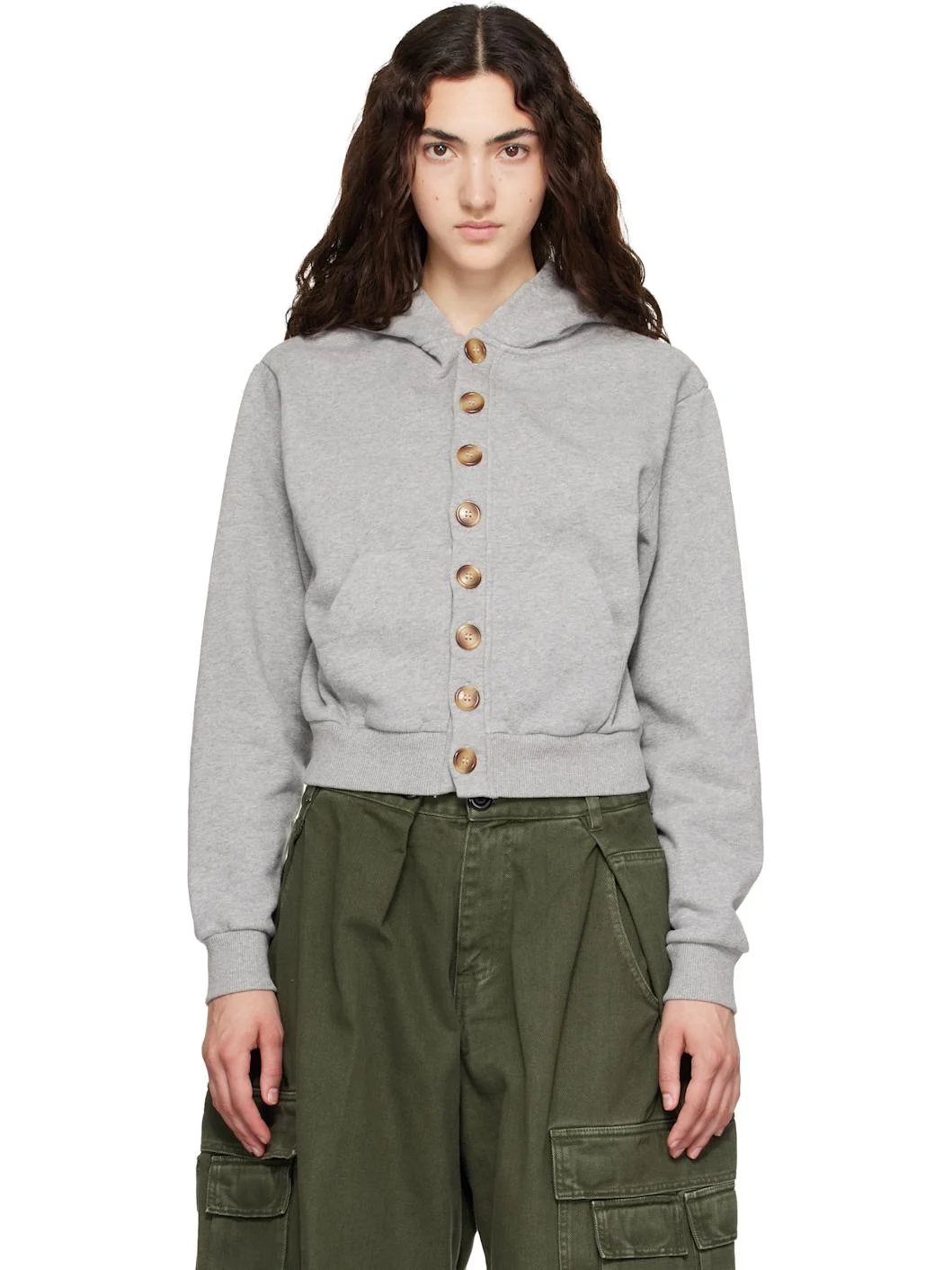 Gray Cardigan Hoodie - 1