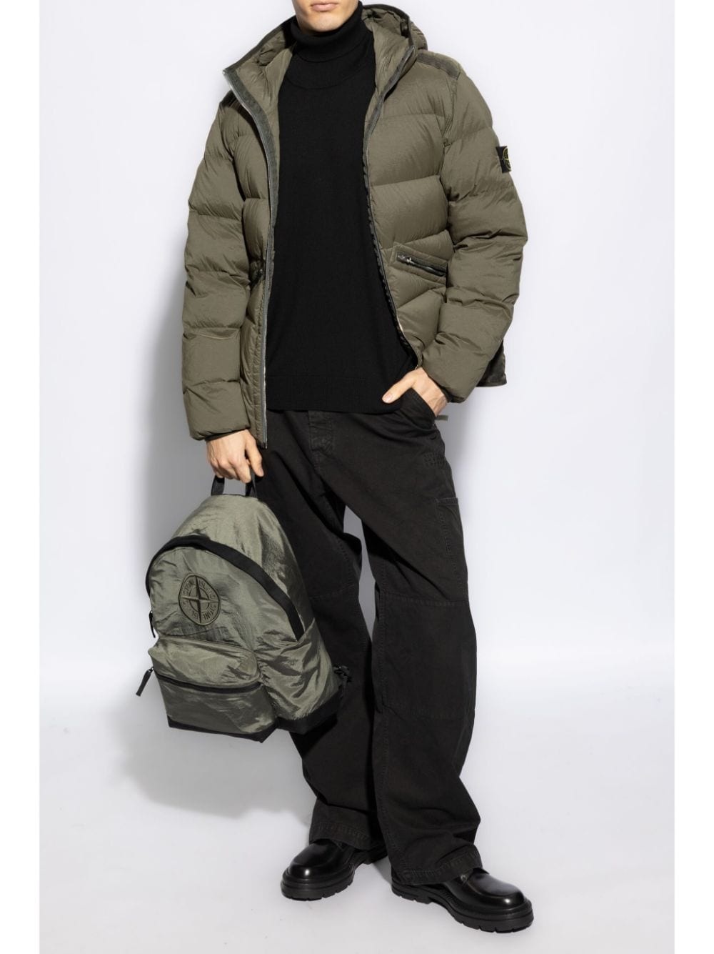 Compass-patch wool jumper - 2