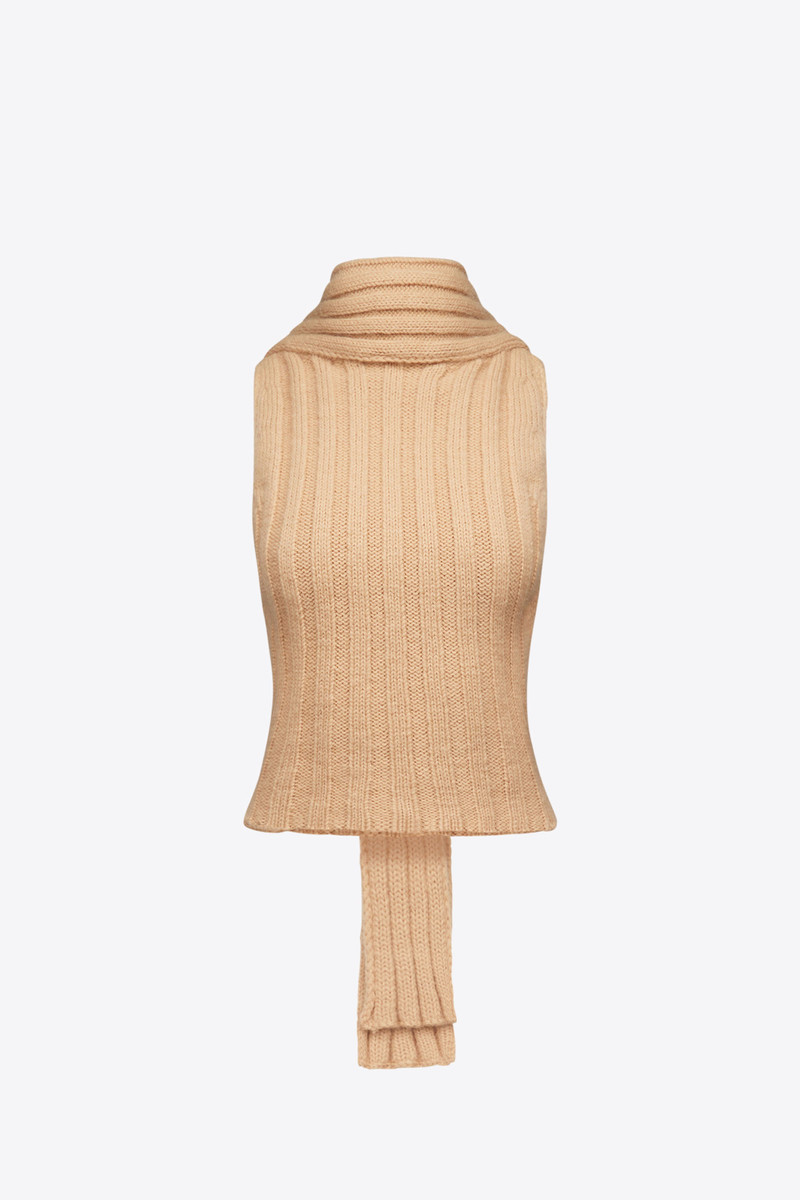 SLEEVELESS TWISTED KNIT TOP - 1