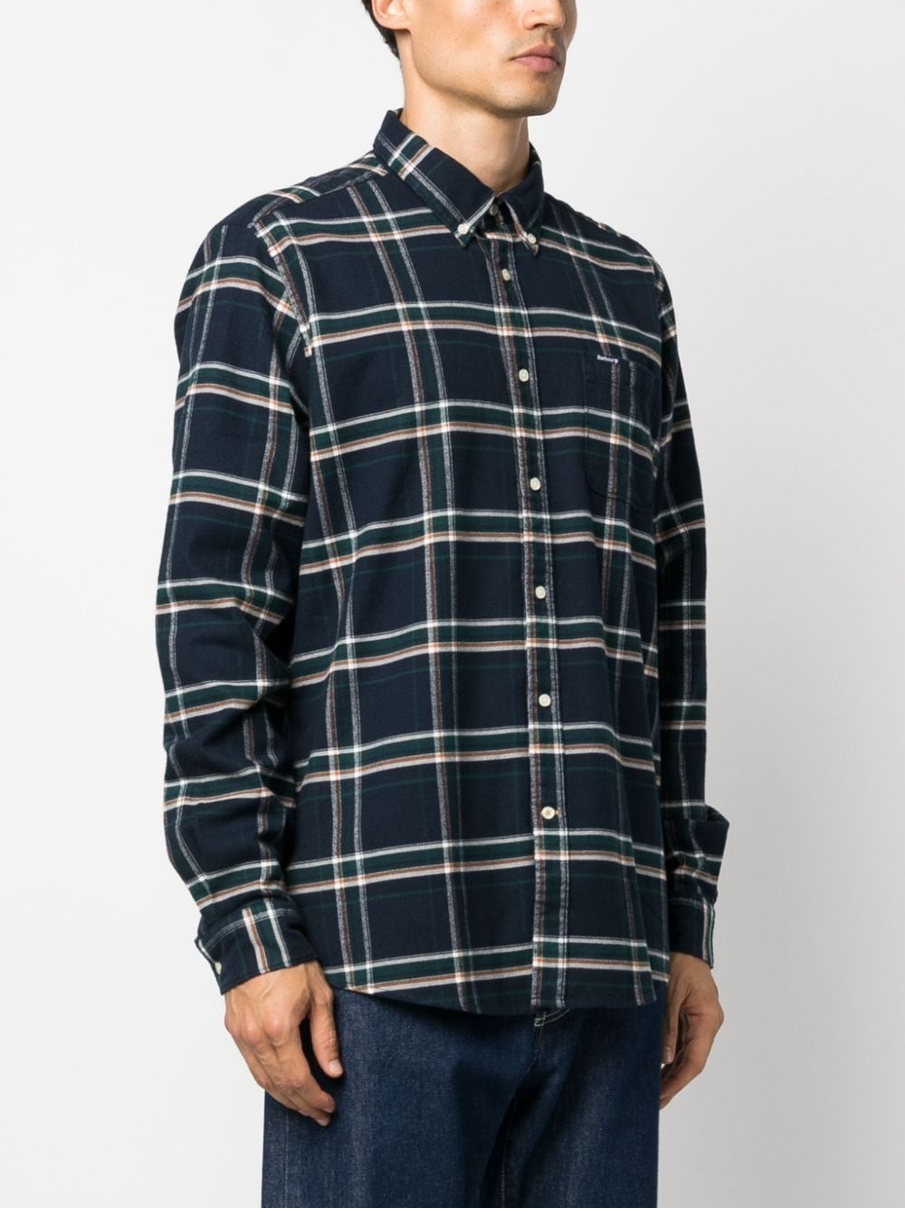 check-print cotton shirt - 3