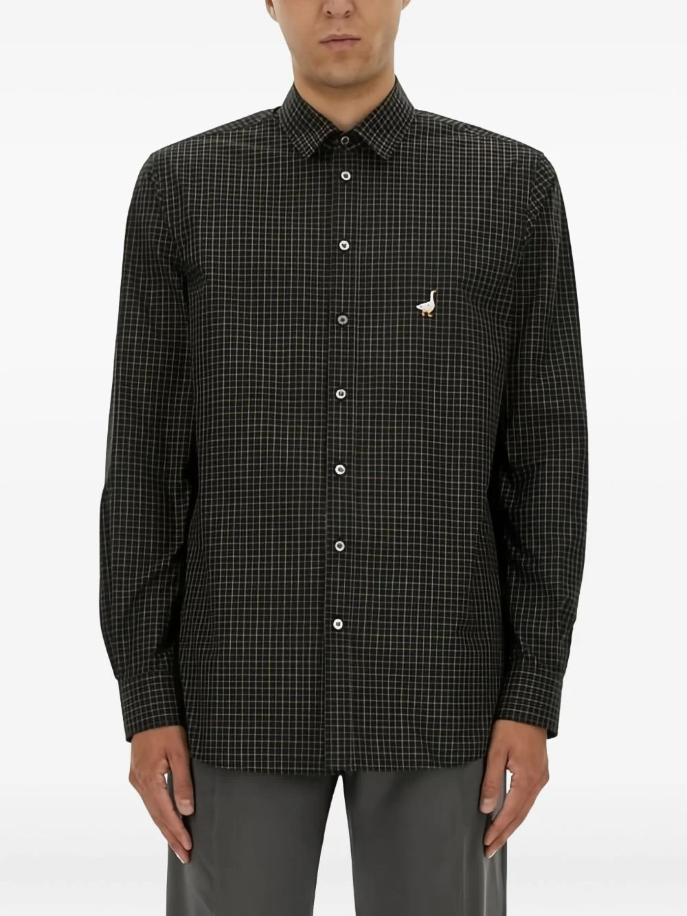 checked-pattern duck-detail shirt - 1