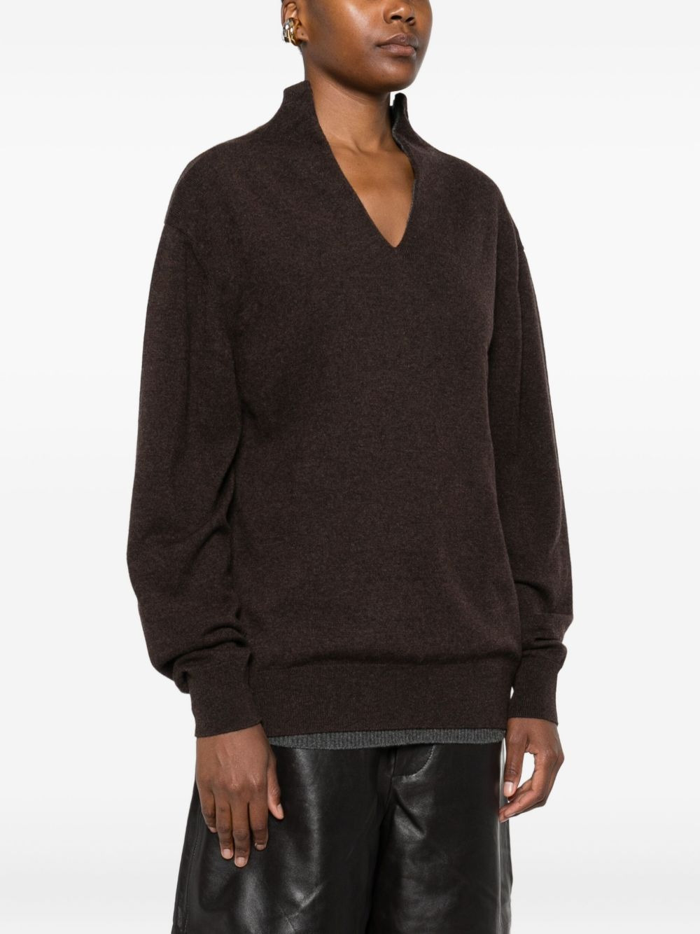 V-neck cashmere sweater - 3