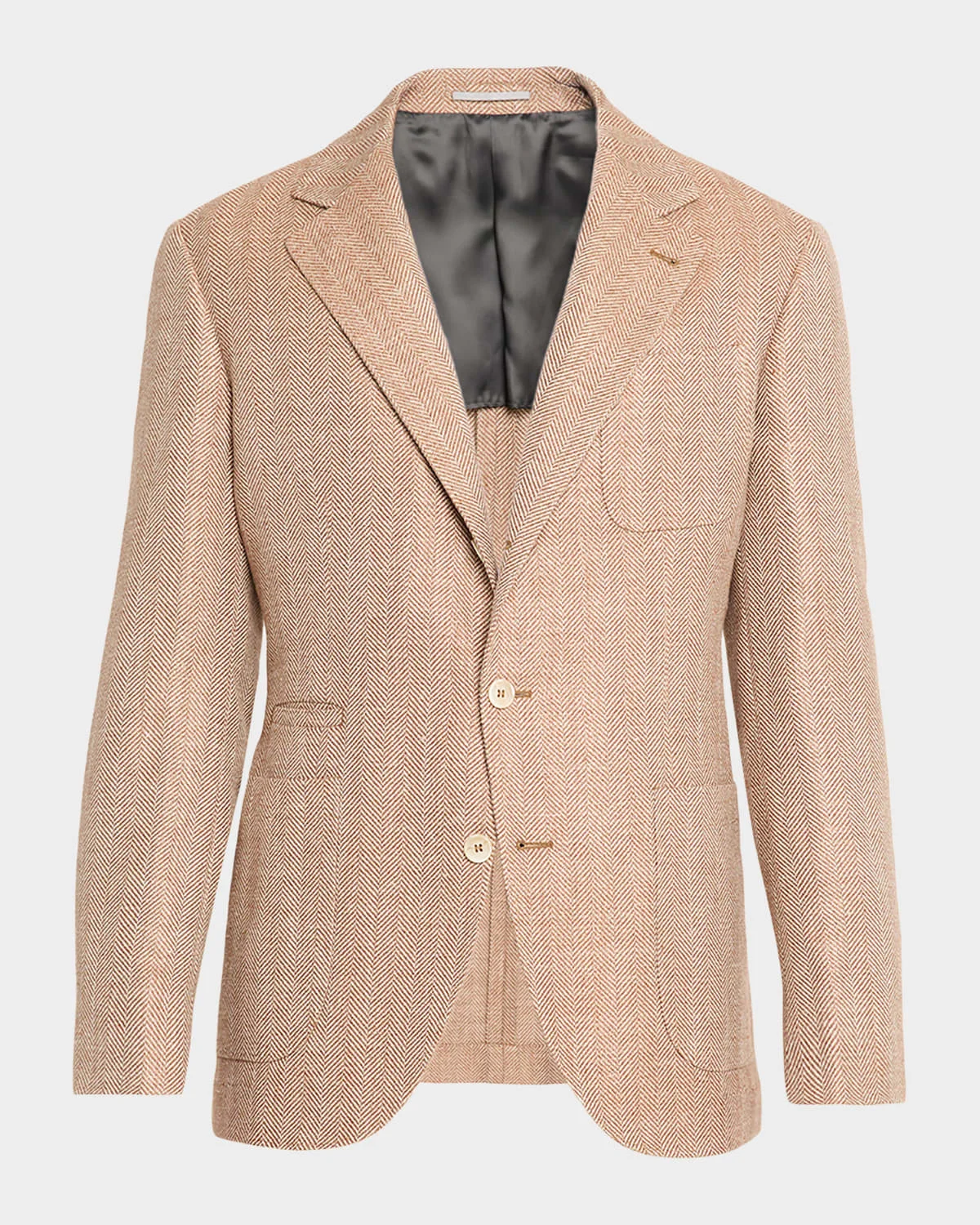 Men's Wool, Silk and Linen Herringbone Suit Jacket - 1