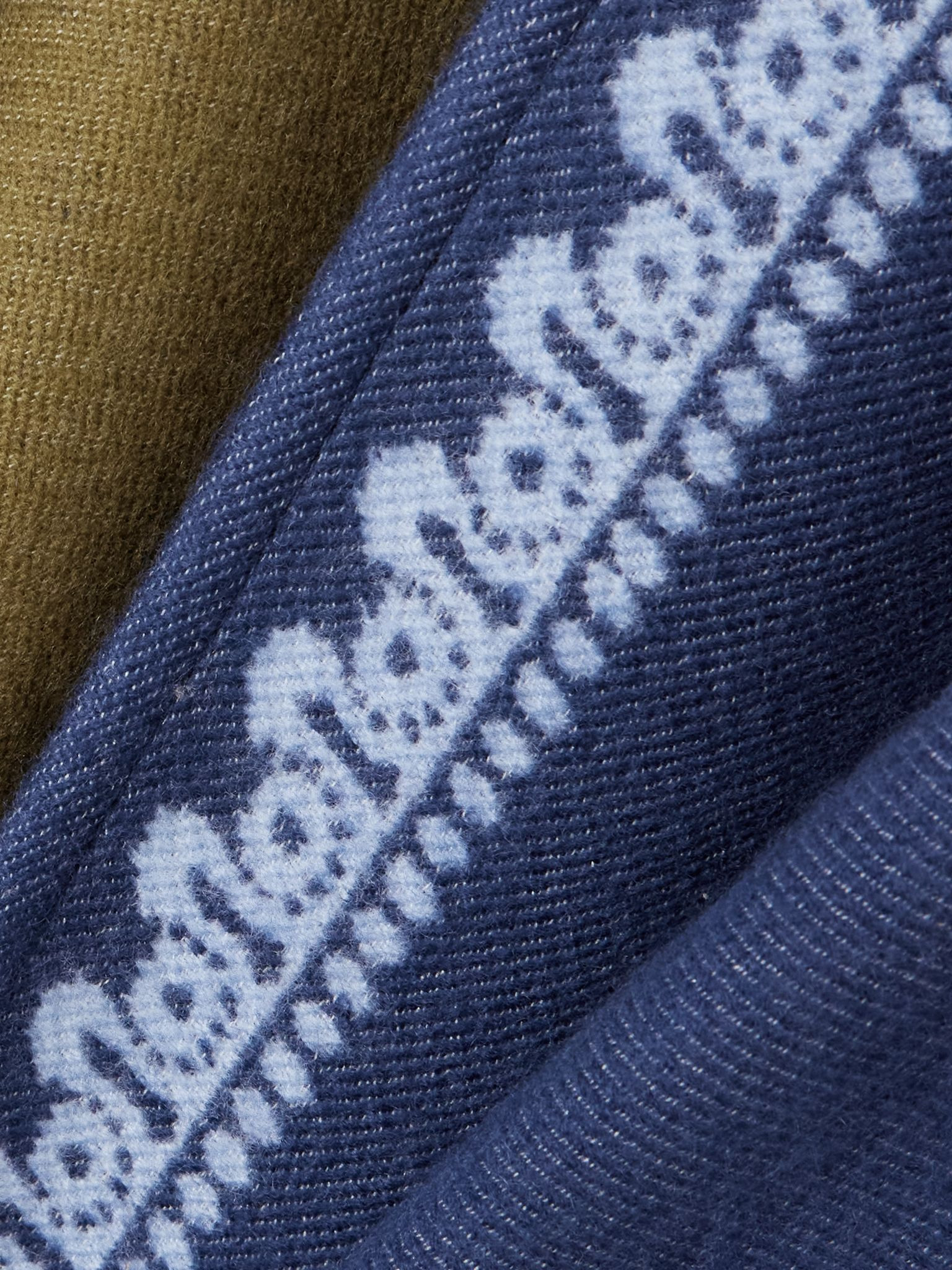 Wool and silk-blend jacquard wrap Navy - 4