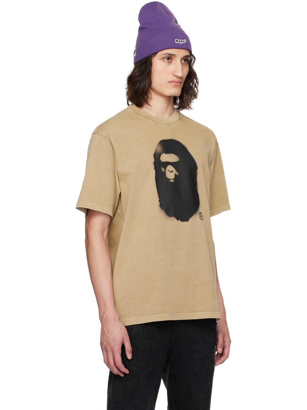 Beige Spray Ape Head T-Shirt - 2