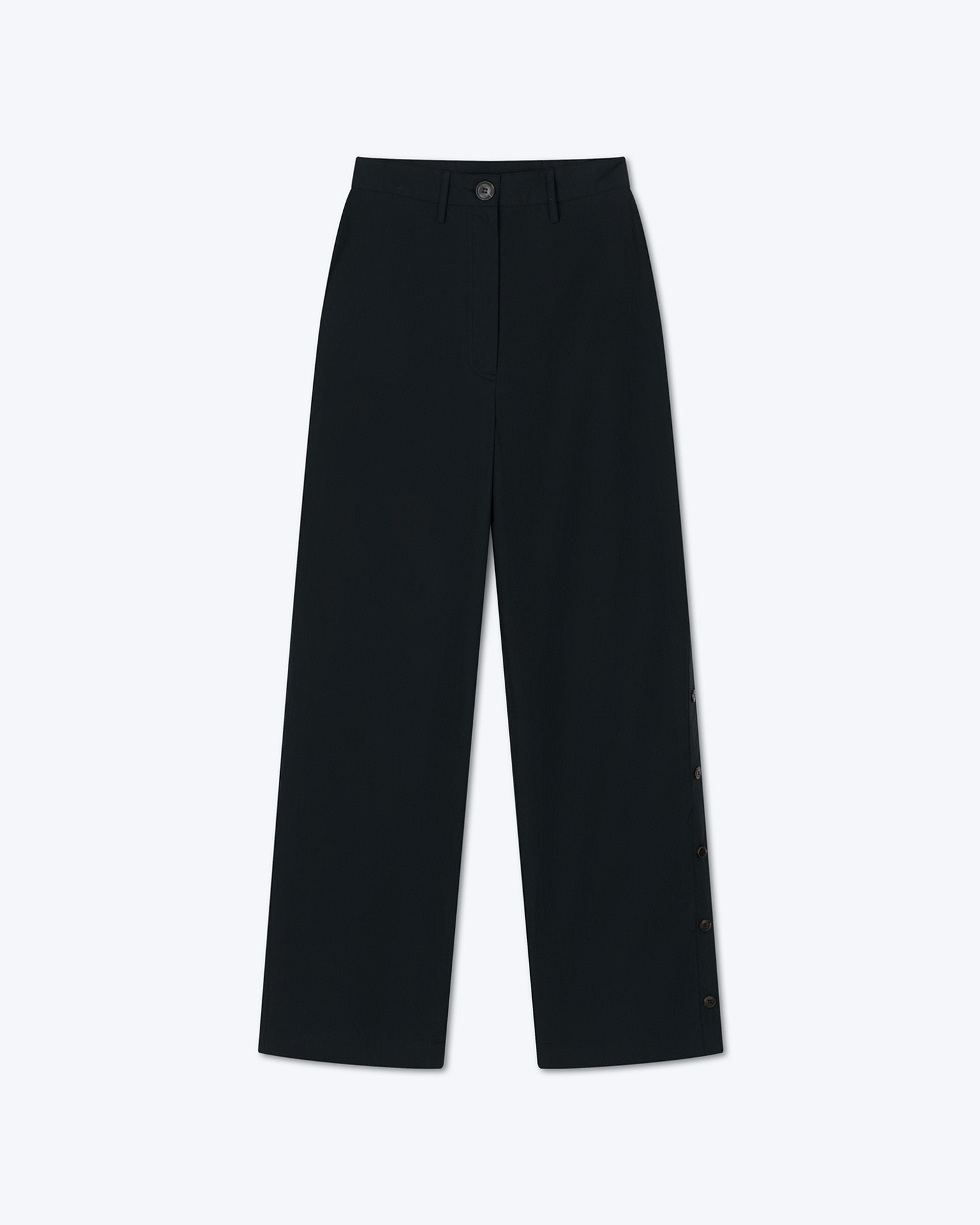 NESSA - Cotton straight-leg pants - Off-black - 1