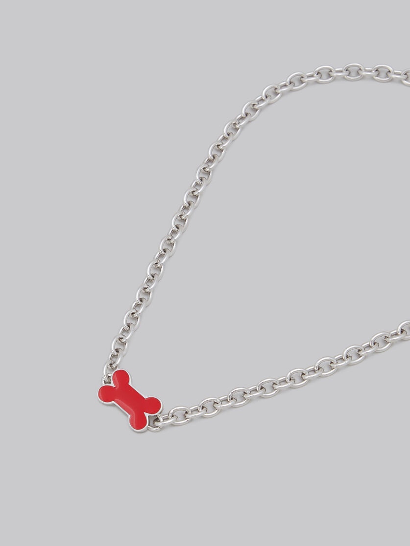 CHAIN NECKLACE WITH RED ENAMELLED BONE - 2