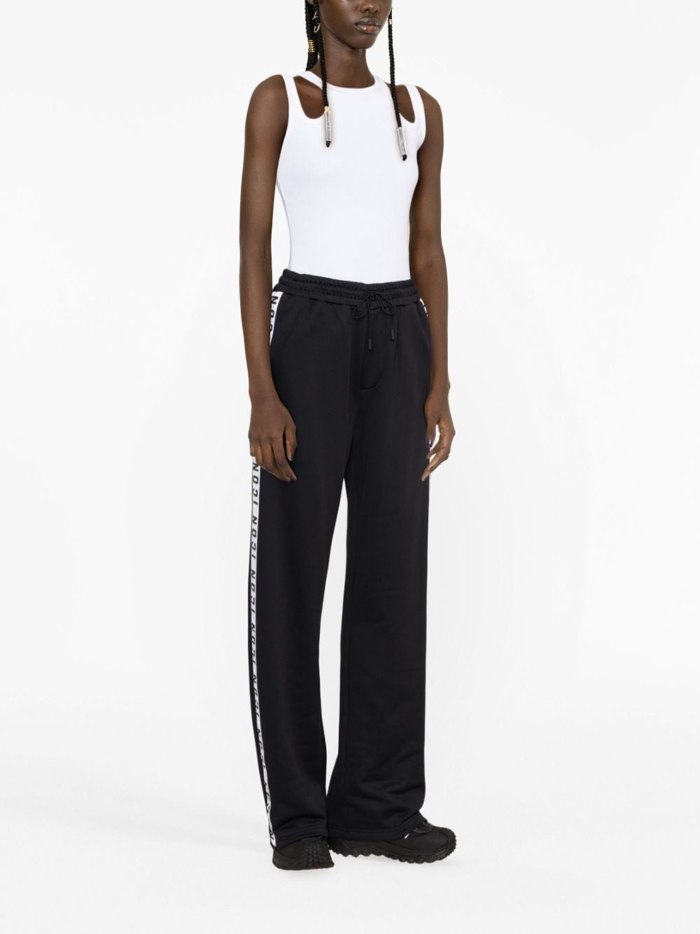 logo-tape wide-leg track pants - 3