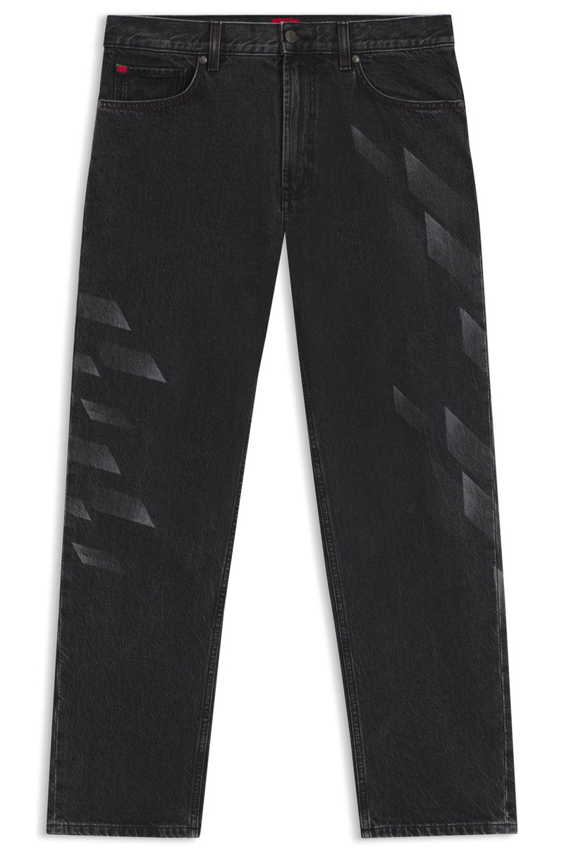 HUGO X RB RELAXED-FIT JEANS WITH LASERED PATTERN 1