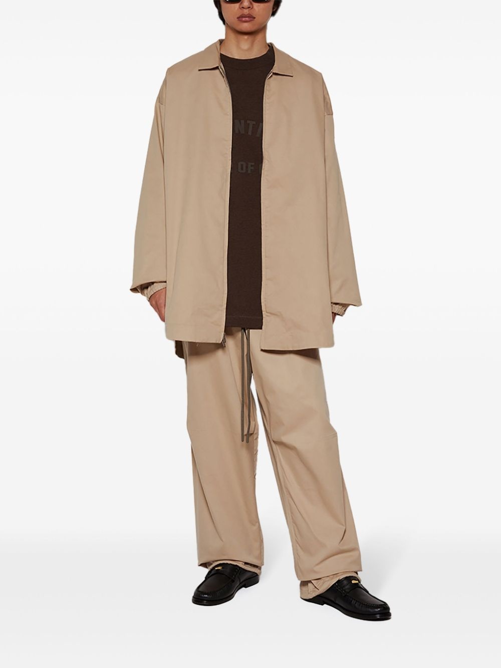 logo-patch zip-up shirt jacket - 2