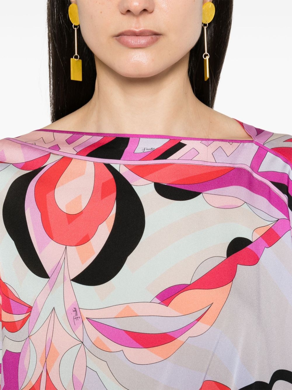 geometric-print silk top - 5