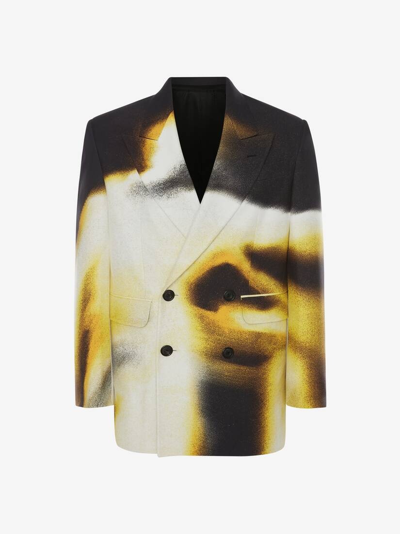 Men's Silhouette Double-breasted Jacket in Black/pop Yellow - 1
