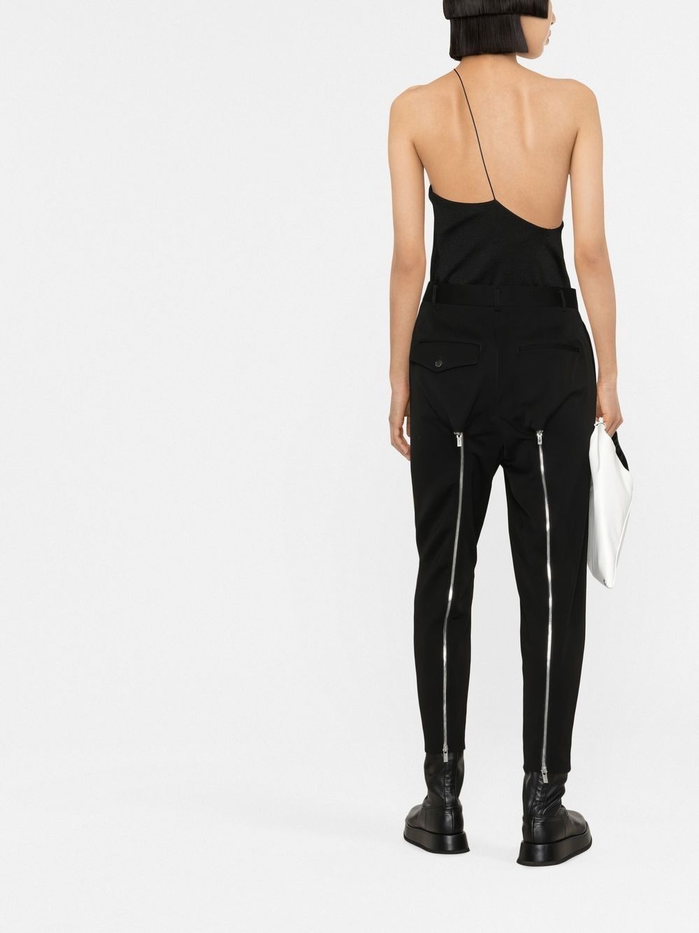 zip-detailing cropped tailored trousers - 3