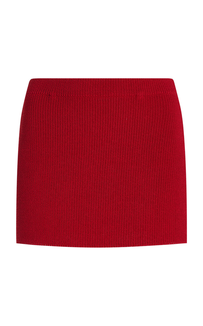 Exclusive Knit Cotton-Blend Mini Skirt red 1