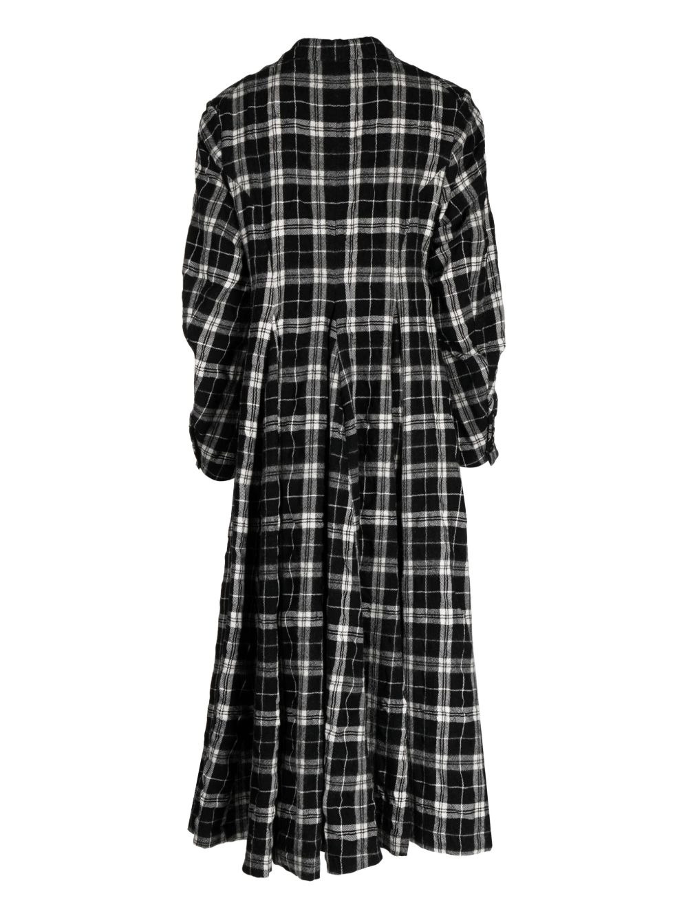 check-print long coat - 2