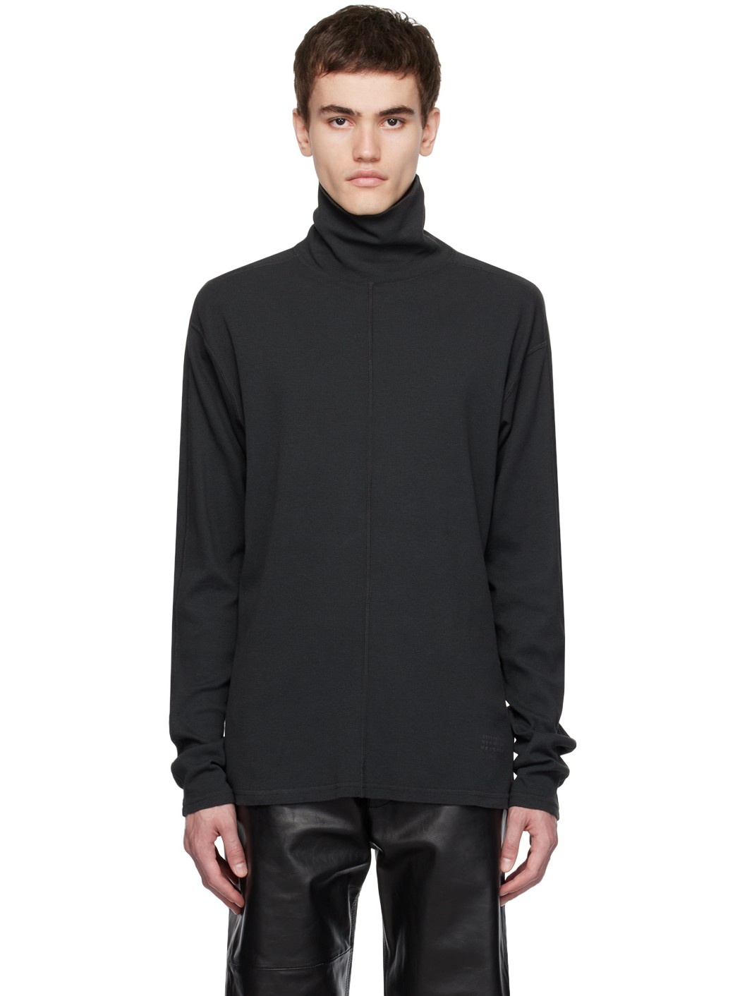 Black Overlock Turtleneck - 1