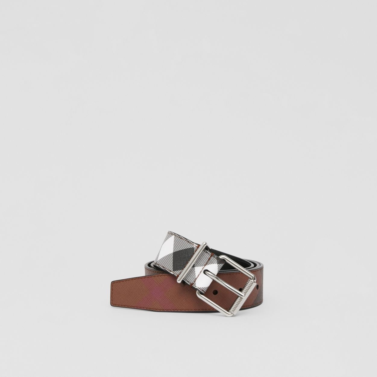Check and Leather Belt - 1