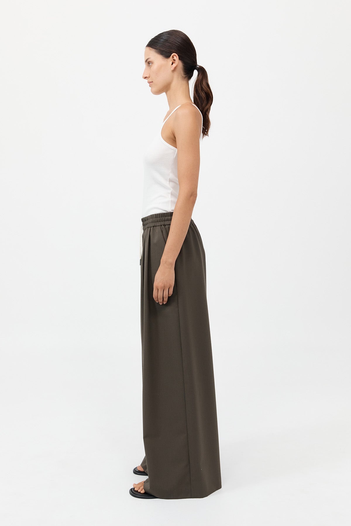 Wool Drawstring Pants - Tapenade - 5