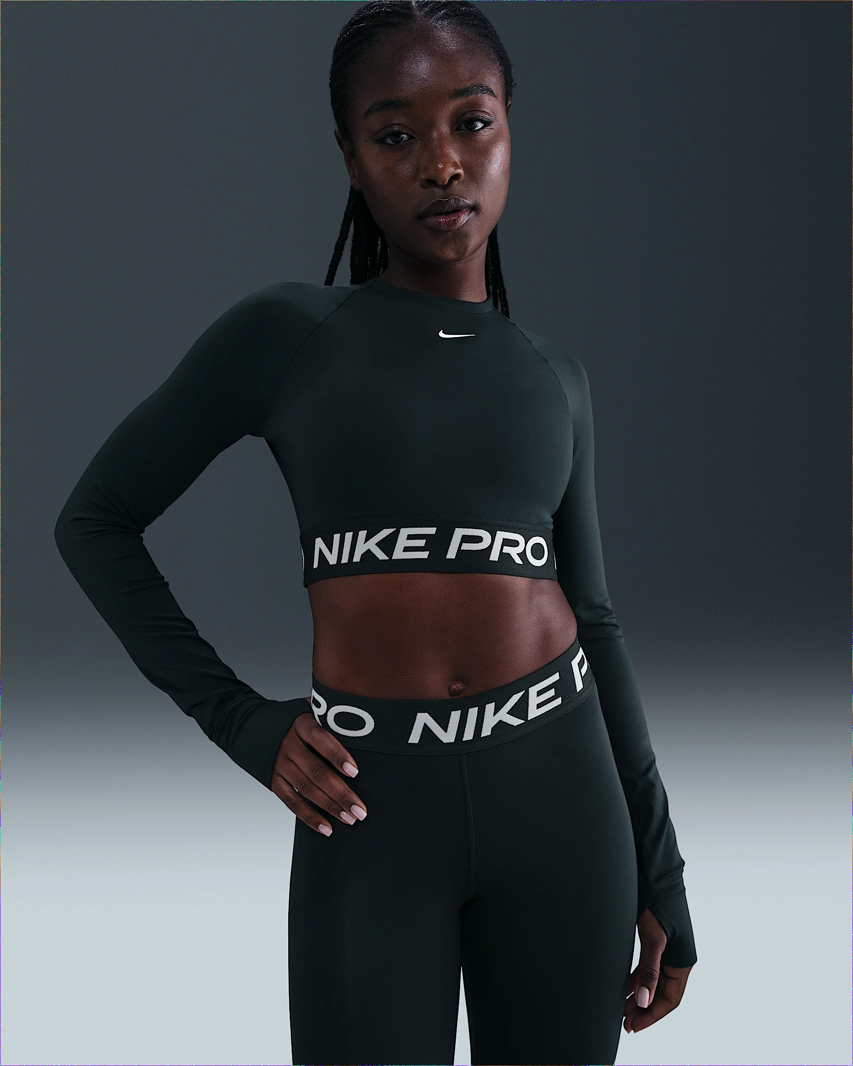 Nike Pro Women's Dri-FIT Cropped Long-Sleeve Top - 1