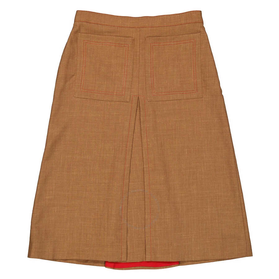 Burberry Ladies Topstitch Detail Wool-blend A-line Skirt - 2