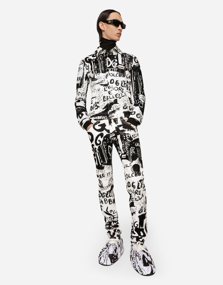 White skinny jeans with graffiti print - 2