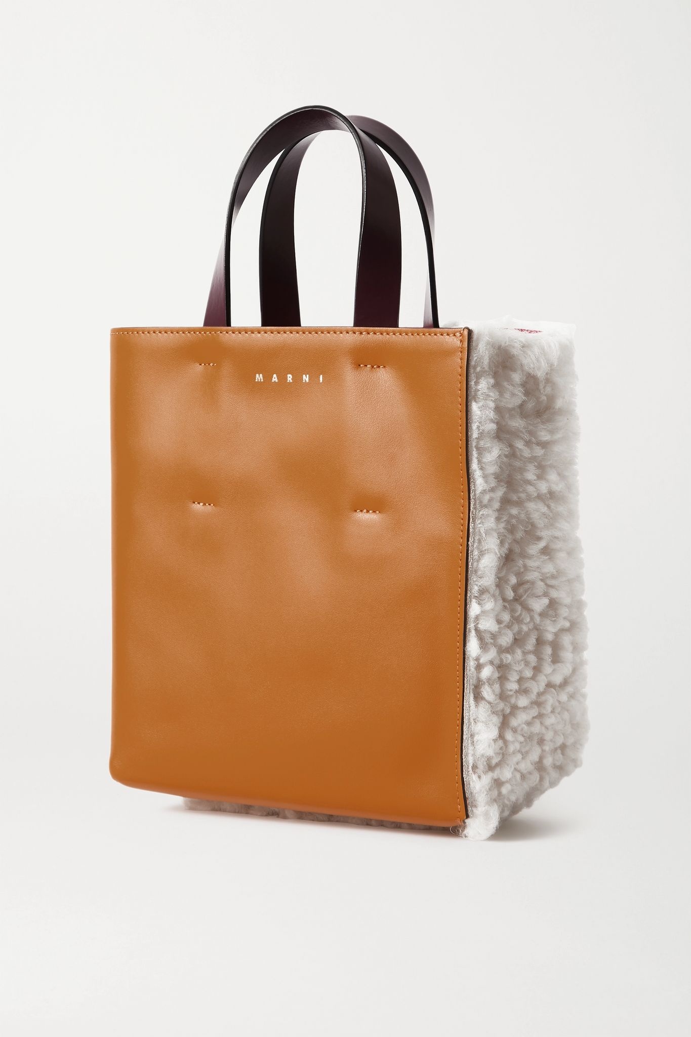 Museo mini shearling and leather tote - 1