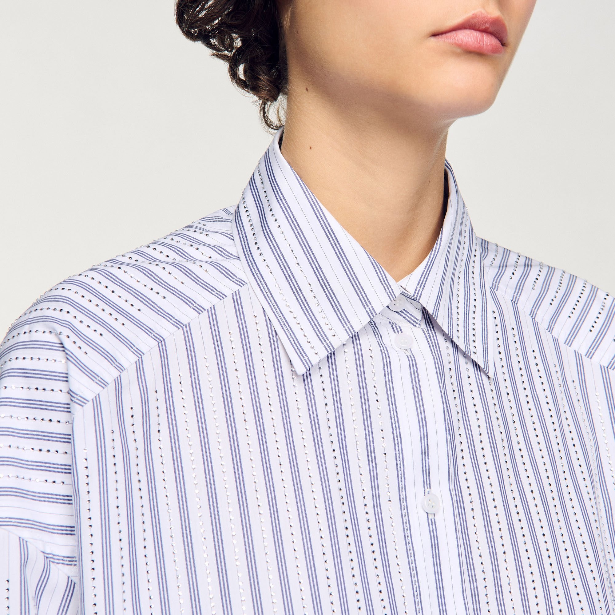 STRIPED RHINESTONE SHIRT - 3