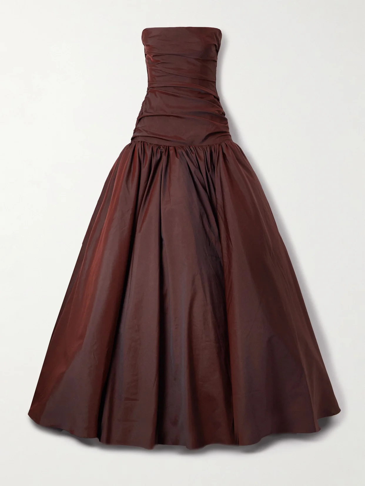 Strapless Draped Taffeta Gown - 1