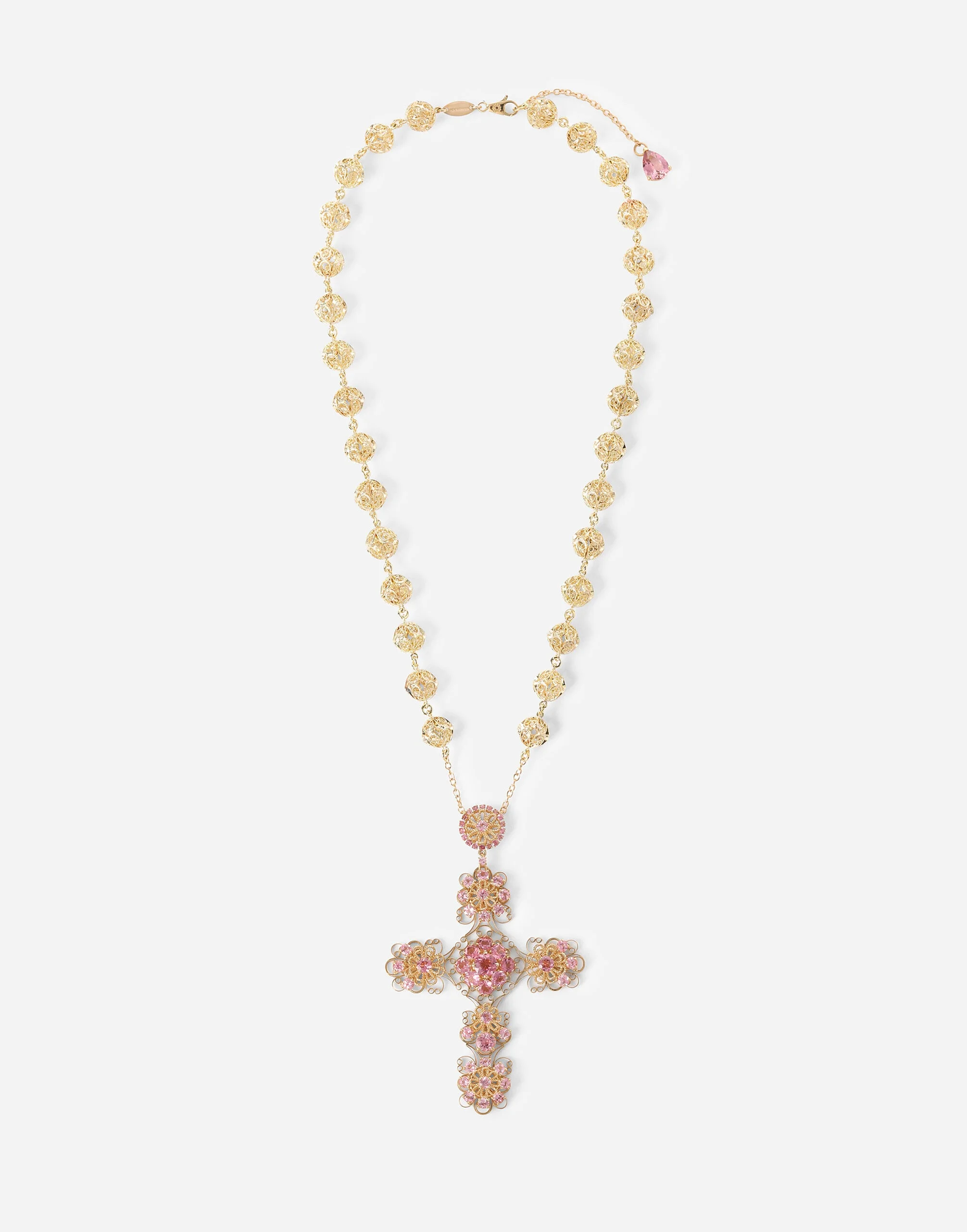 Filigree Necklace 18-carat yellow gold and pink tourmalines - 1