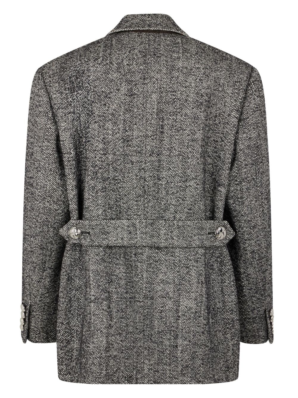 herringbone-pattern wool blazer - 7
