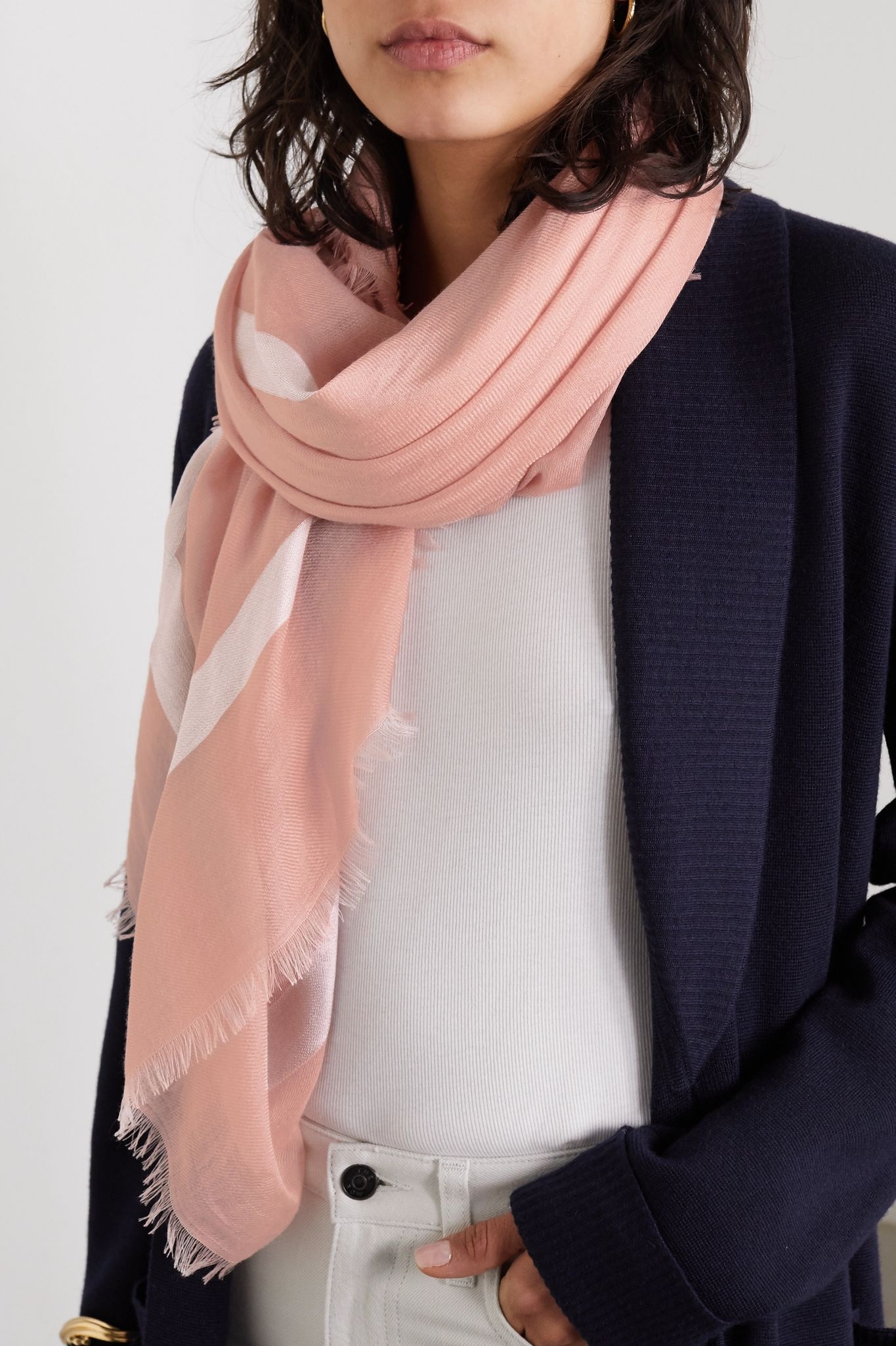 Frayed cashmere and silk-blend scarf - 2