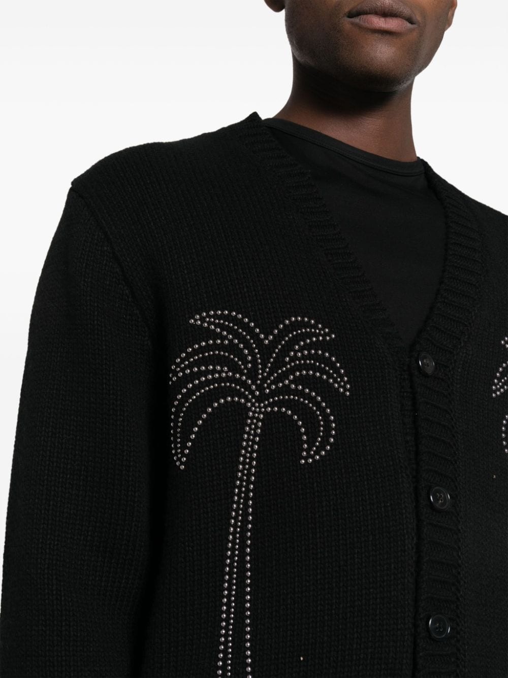 palm-studded V-neck cardigan - 5