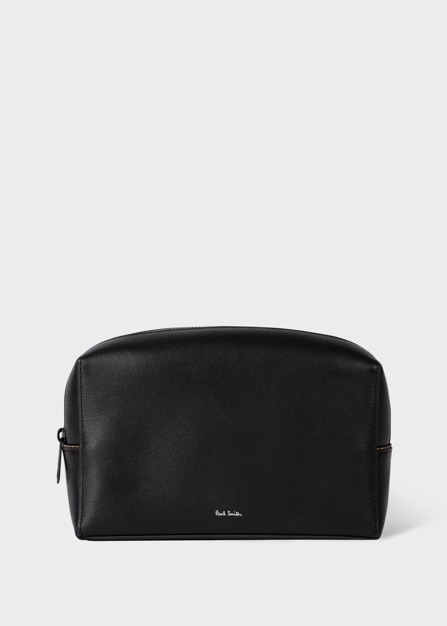 Black Leather Signature Wash Bag - 1