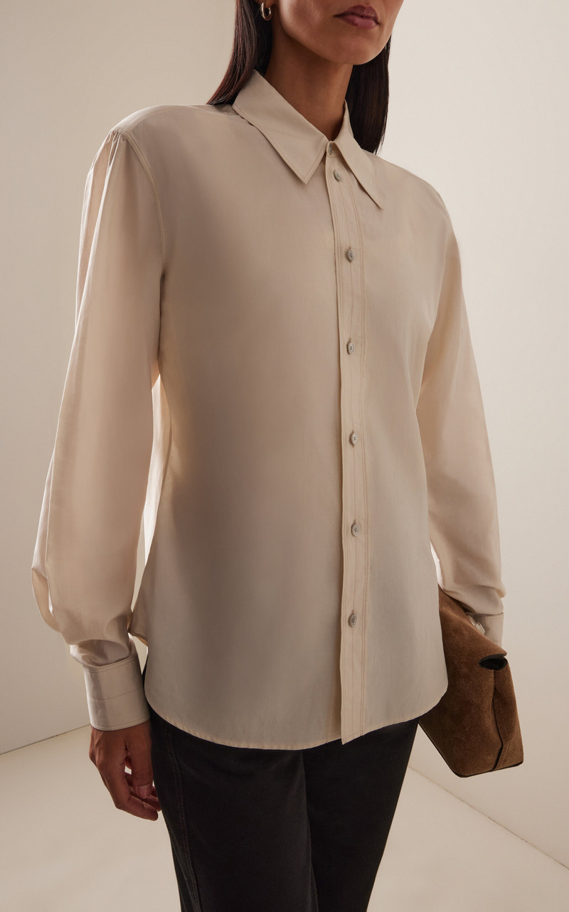 Lemaire Cotton-Silk Pointed-Collar Shirt ivory outlook